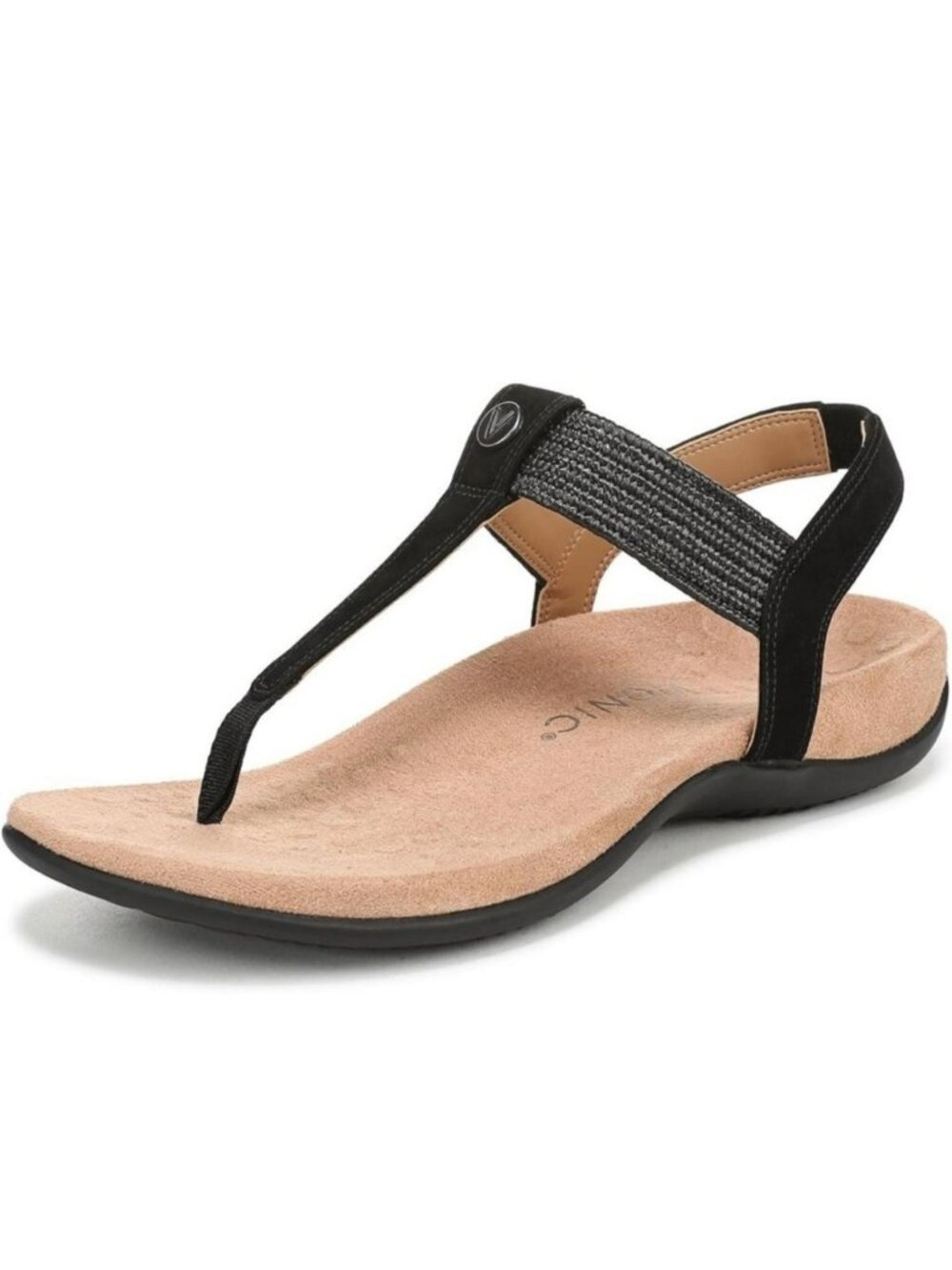 Vionic Brea Nubuck Leather Woven T-Strap Slingback Sandals Womens 11 Wide Black